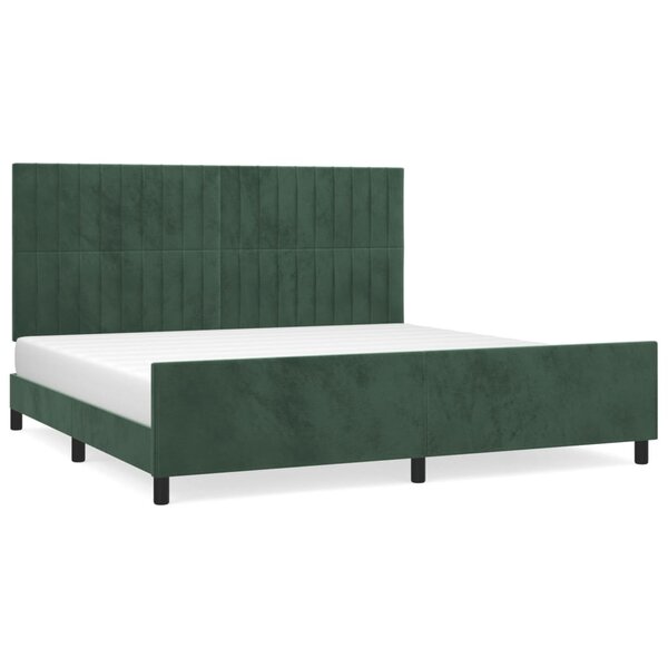 vidaXL Cadre de lit avec tête de lit Vert foncé 200x200 cm Velours