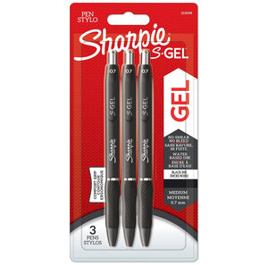 Sharpie S-Gel Stylos gel Pointe moyenne (0 7 mm) Encre noire Lot de 3