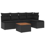 vidaXL Salon de jardin 6 Pièces avec coussins noir résine tressée