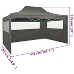 vidaXL Tente pliable avec 3 parois 3 x 4 5 m Anthracite