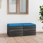 vidaXL Repose-pieds palette de jardin 2 Pièces avec coussins Bois de pin