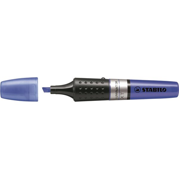 Surligneur luminator niveau visible pointe biseautée bleu foncé x 5 stabilo