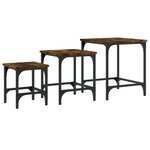 vidaXL Tables basses gigognes 3 Pièces chêne fumé bois d'ingénierie