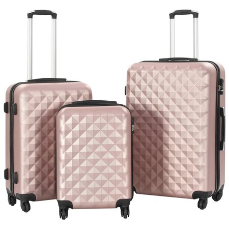 vidaXL Valise rigide 3 Pièces Doré rose ABS