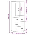 vidaXL Buffet haut Chêne fumé 69 5x34x180 cm Bois d'ingénierie