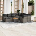 vidaXL Salon de jardin 11 Pièces avec coussins gris résine tressée