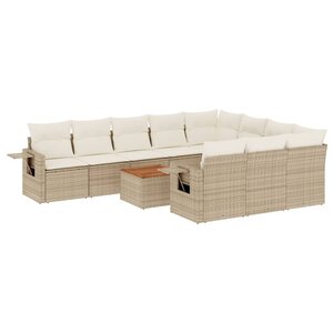 vidaXL Salon de jardin 11 Pièces avec coussins beige résine tressée
