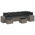 vidaXL Salon de jardin 8 Pièces avec coussins gris clair résine tressée