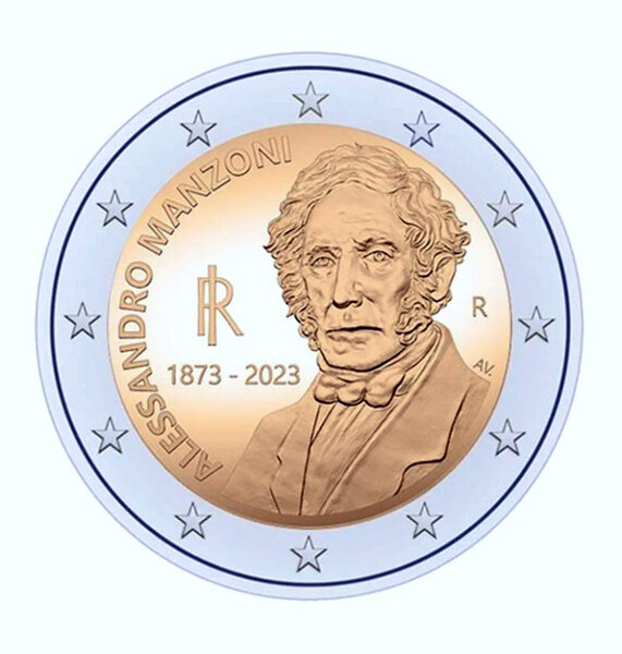 Monnaie 2 euros commémorative italie 2023 - alessandro manzoni