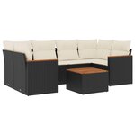vidaXL Salon de jardin 7 Pièces avec coussins noir résine tressée
