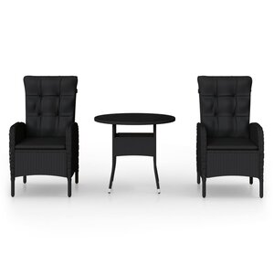 vidaXL Ensemble de bistro de jardin 3 Pièces Résine tressée Noir