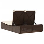vidaXL Chaise longue double avec coussins marron résine tressée