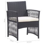 vidaXL Fauteuils de jardin avec coussins 2 Pièces Noir Résine tressée