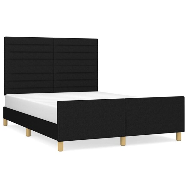 vidaXL Cadre de lit avec tête de lit Noir 140x200 cm Tissu