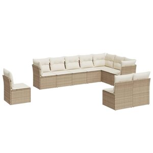 vidaXL Salon de jardin avec coussins 10 Pièces beige résine tressée