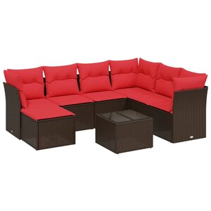 vidaXL Salon de jardin 8 Pièces avec coussins marron résine tressée