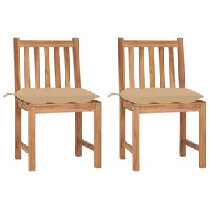 vidaXL Chaises de jardin lot de 2 avec coussins Bois de teck massif