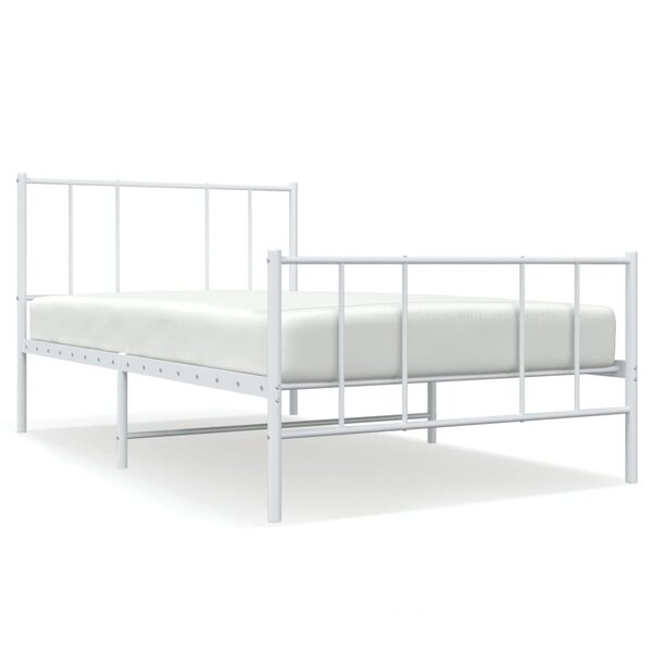 vidaXL Cadre de lit métal avec tête de lit/pied de lit blanc 80x200 cm