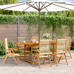 vidaXL Ensemble à manger de jardin 7Pièces beige polypropylène et bois