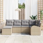 vidaXL Ensemble de Canapés de Jardin 6 Pièces avec Coussins Beige en Poly Rattan