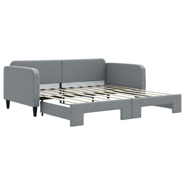vidaXL Lit de jour avec lit gigogne gris clair 90x190 cm tissu