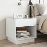 vidaXL Table de chevet avec LED infini blanc 50x50x50 cm