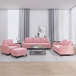 vidaXL Ensemble de canapés 4 Pièces avec coussins Rose Velours
