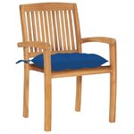 vidaXL Chaises de jardin 2 Pièces avec coussins bleu Bois de teck massif