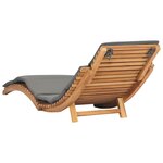 vidaXL Chaise longue pliable avec coussin gris foncé Bois de teck