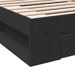 vidaXL Cadre de lit avec tiroir noir 100x200 cm bois d'ingénierie