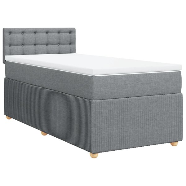 vidaXL Sommier à lattes de lit et matelas Gris clair 90x190 cm Tissu