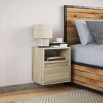 vidaXL Table de chevet murale avec lumières LED chêne sonoma