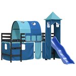 vidaXL Lit mezzanine enfants avec tour bleu 90x200 cm bois pin massif