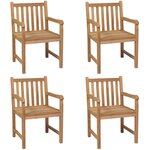vidaXL Chaises d'extérieur lot de 4 Bois de teck solide