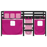 vidaXL Lit mezzanine enfants et rideaux rose 80x200cm bois pin massif