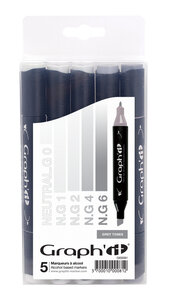 Set 5 Marqueurs à alcool Graph'it Grey tones