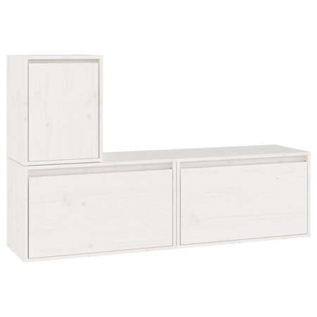 vidaXL Meubles TV 3 Pièces Blanc Bois massif de pin