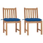 vidaXL Chaises de jardin 2 Pièces avec coussins Bois de teck massif