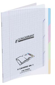 Cahier '4 en 1' 170 x 220 mm 140 pages 90g seyès CONQUÉRANT SEPT