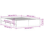 vidaXL Cadre de lit avec tiroirs sans matelas gris béton 140x190 cm