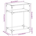 vidaXL Table console avec dessus en verre noir 60x35x81 cm acier