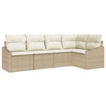 vidaXL Ensemble de salle à manger de jardin 5 pièces avec coussins en poly rotin beige