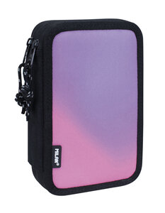 Plumier à 2 compartiments avec contenu Sunset noir et rose