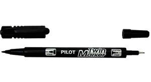 Marqueur TWIN MARKER BEGREEN indélibile noire 2 pointes ogives fine et moyenne PILOT