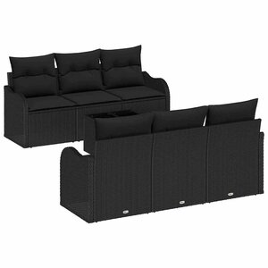 vidaXL Ensemble de canapé de jardin 7 Pièces Noir 55 x 55 x 37 cm
