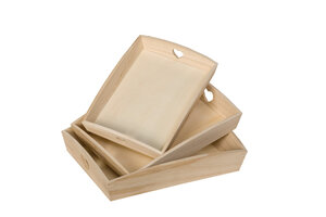 Plateaux en bois gigogne (x3) rectangulaire avec coeurs