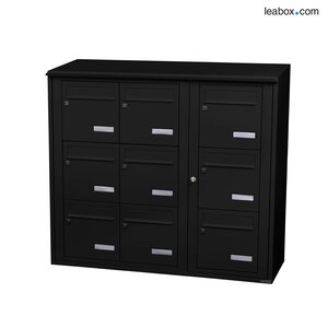 Bloc collectif Leabox 3x3 grade 3 simple face extérieur mural noir 9005 finition brillante