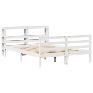 vidaXL Cadre de lit sans matelas blanc 140x190 cm bois de pin massif
