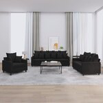 vidaXL Ensemble de canapés 3 Pièces avec coussins Noir Velours