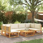 vidaXL Salon de jardin avec coussins 7 Pièces bois massif d'acacia